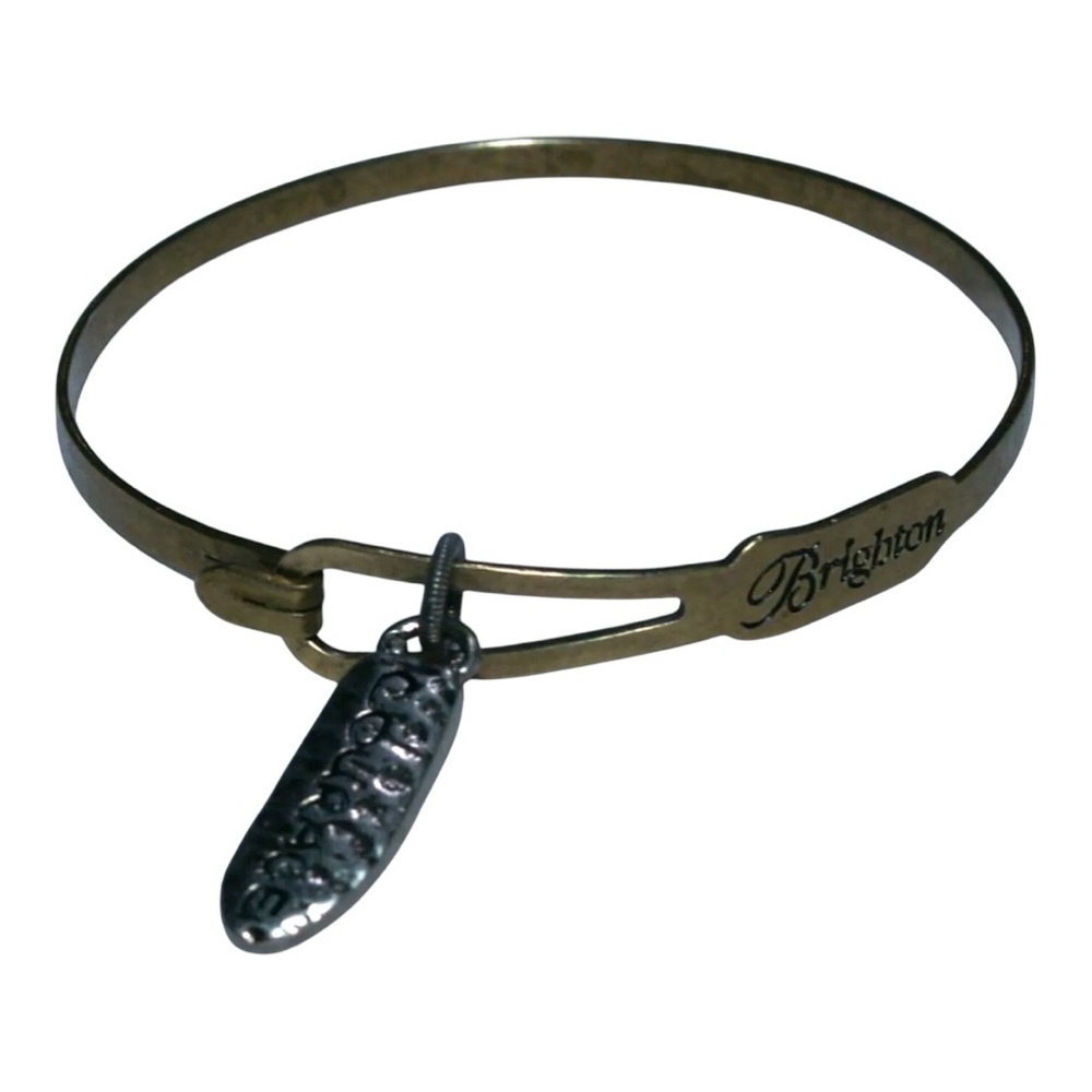 BRIGHTON Gold & Silver Tone Charm Bangle Bracelet Courage Life 0860